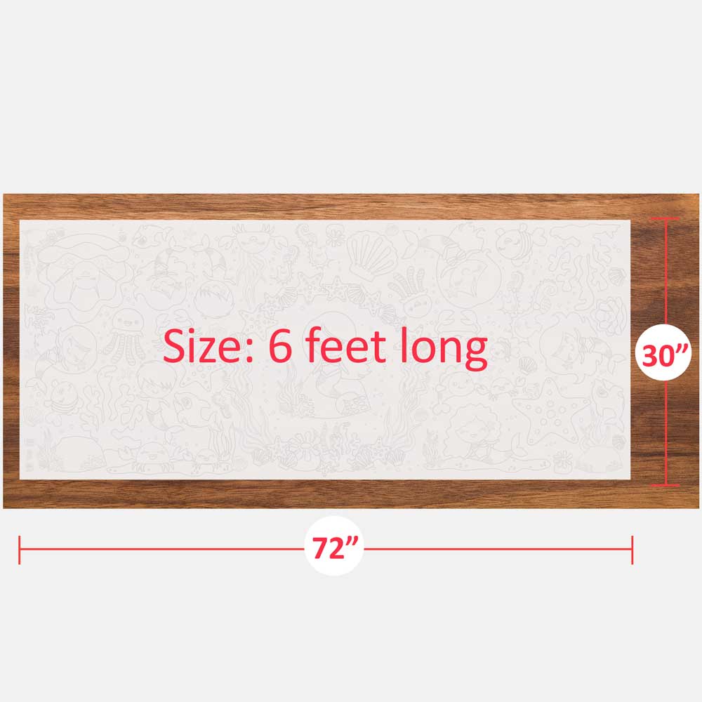 A size chart shows the poster being 6 feet long.