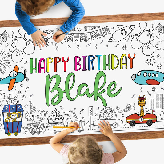 Cars Trucks Train Birthday Coloring Poster Personalized