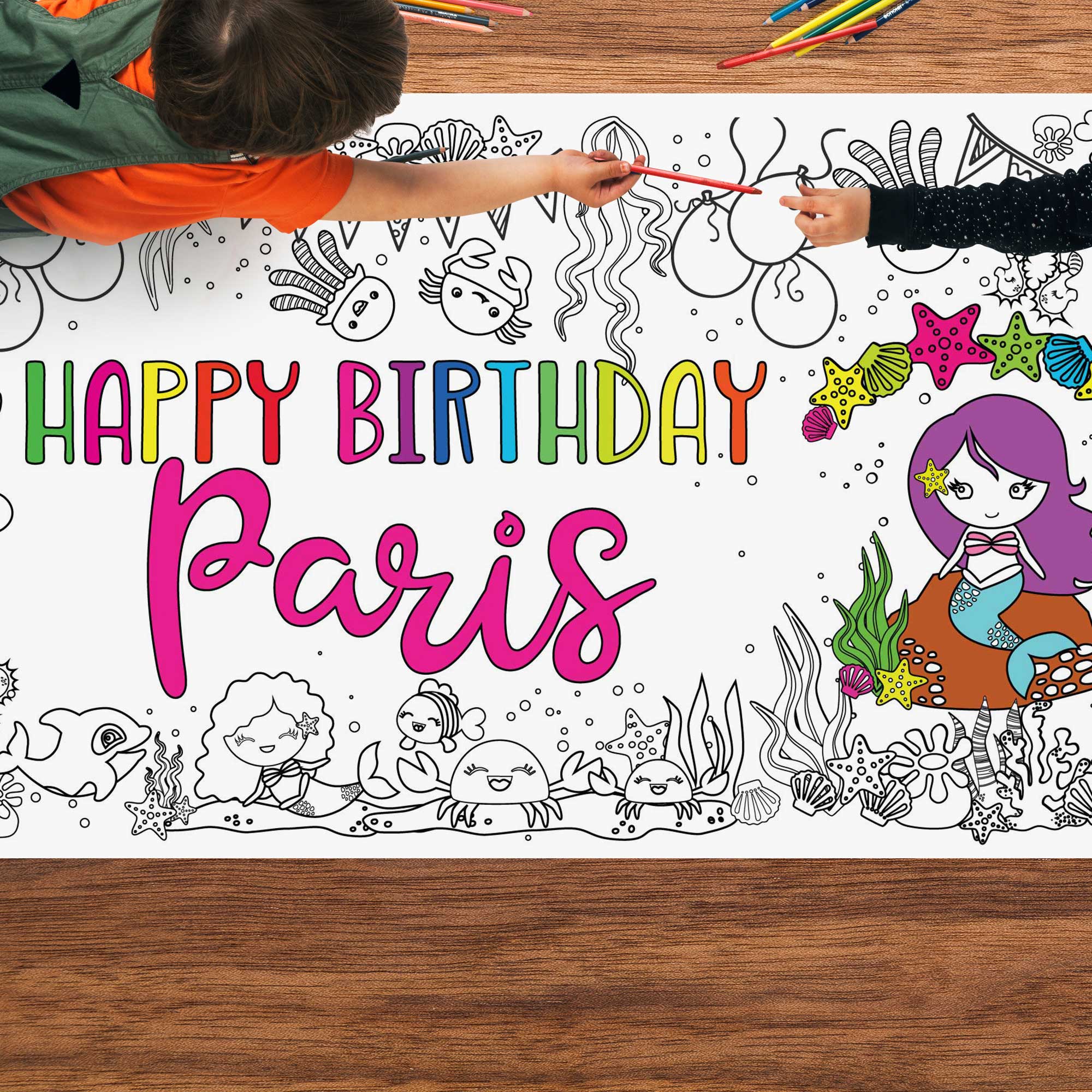 kids coloring a coloring poster