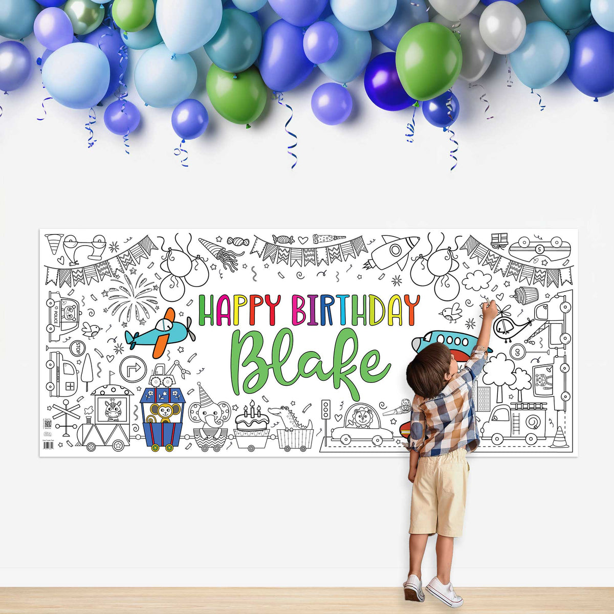 Cars Trucks Train Birthday Coloring Poster Personalized