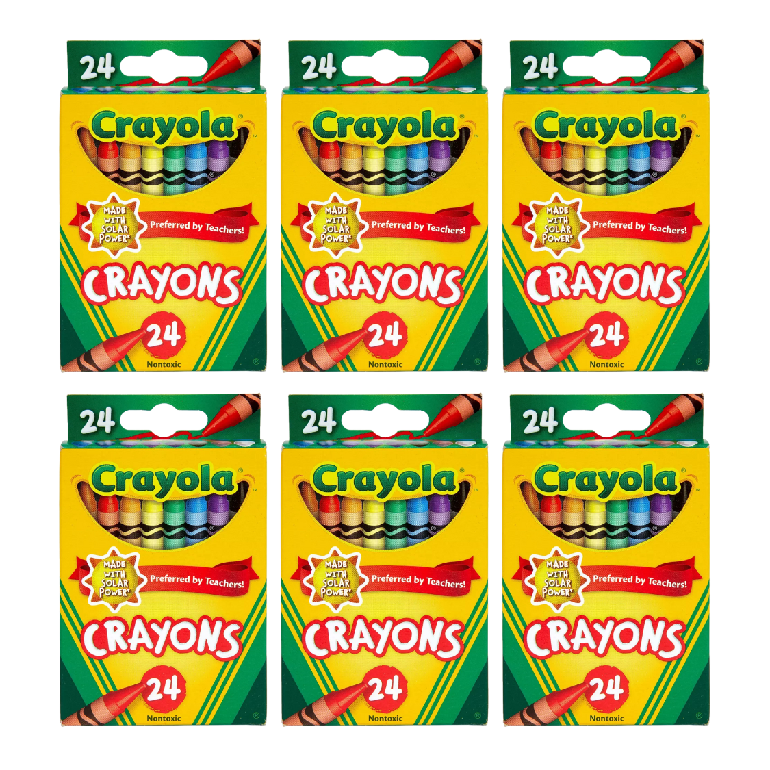 6 boxes of crayons