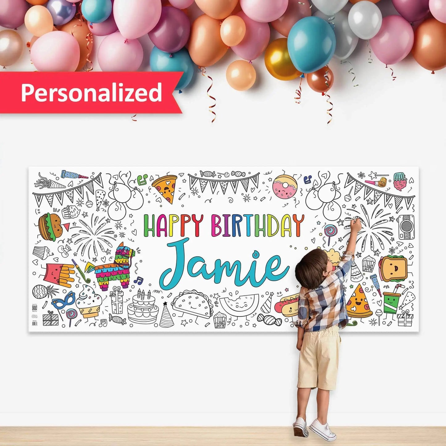 Birthday Party Coloring Tablecloth Personalized