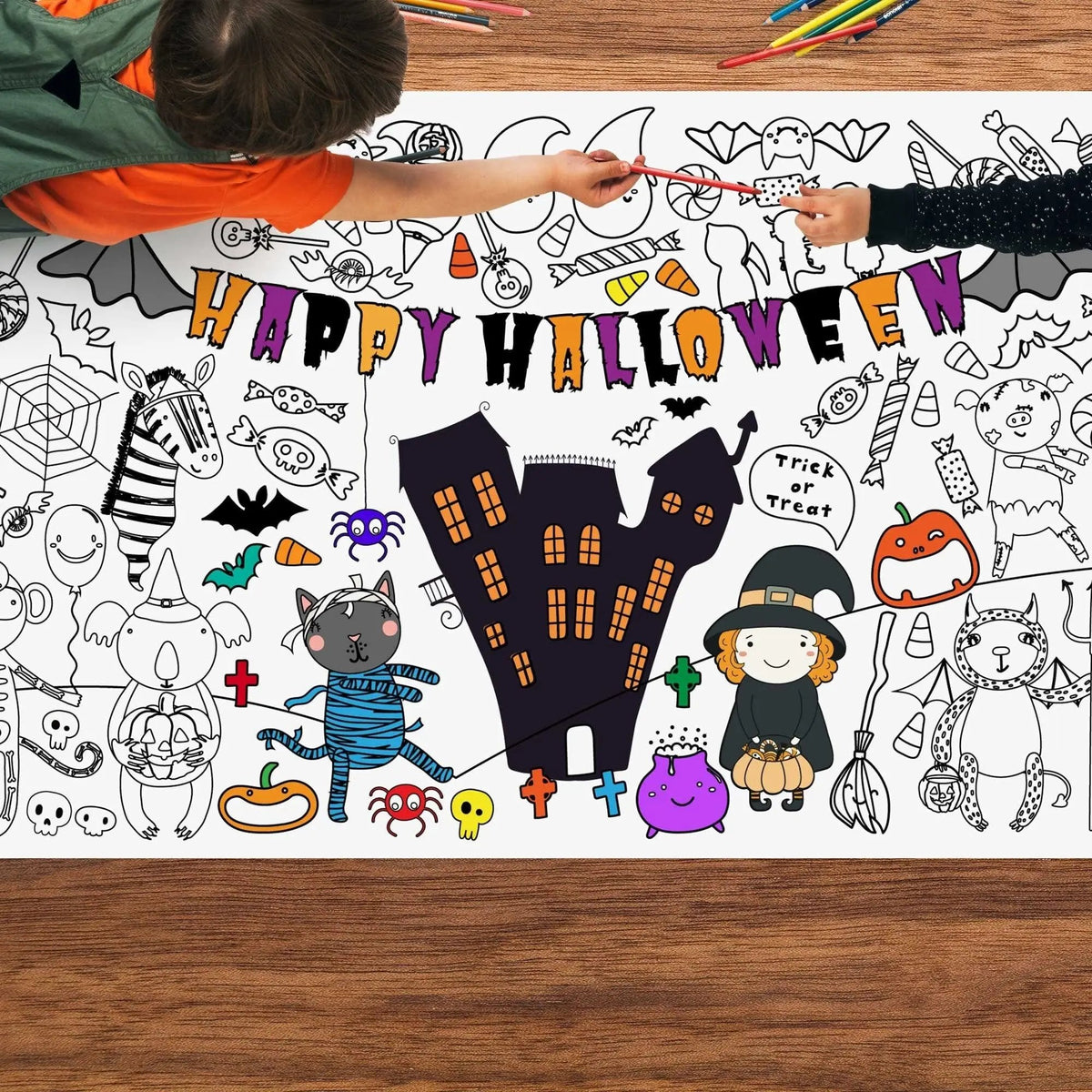 Halloween Giant Coloring Tablecloth