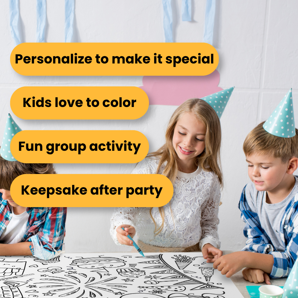 kids coloring birthday poster