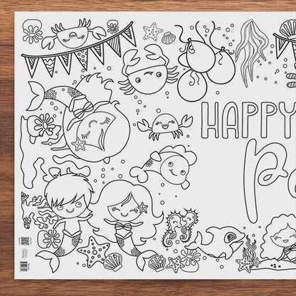Mermaid Birthday Coloring Poster Personalized