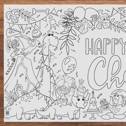 Dinosaur Birthday Coloring Poster Personalized